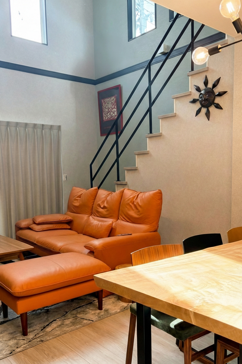 昼も夜も似合う、配色にこだわったカフェ風LDKの家